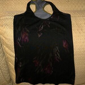 Lululemon Black and Purple Floral Racerback Tank Top EUC